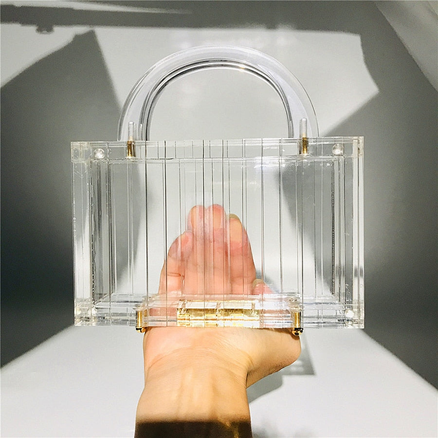 Transparent Striped Acrylic Evening Clutch