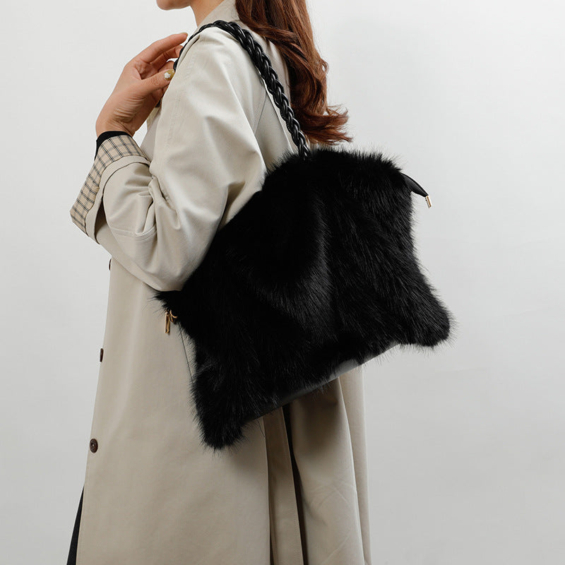 Fleece Tote & Crossbody Bag