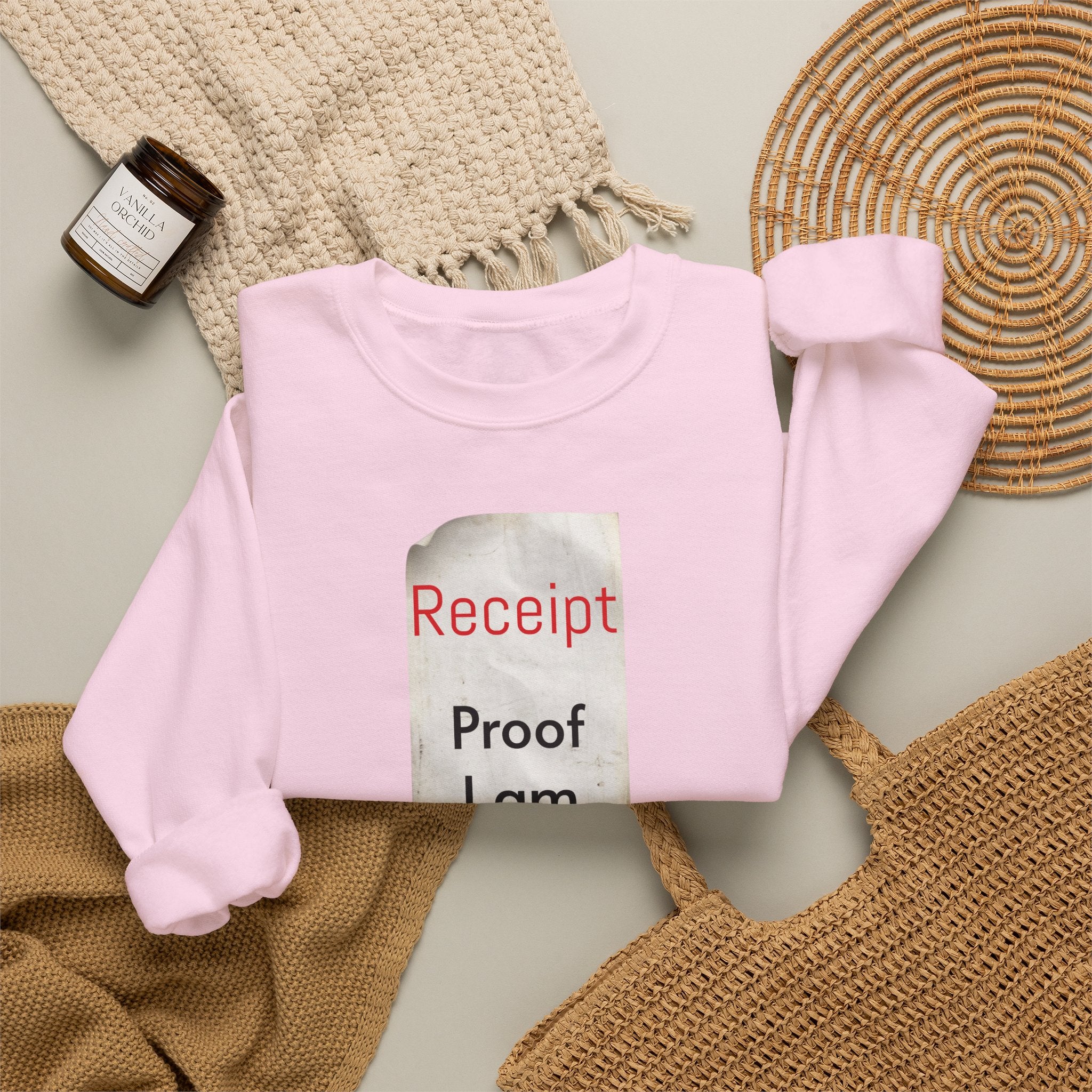 Crewneck Sweatshirt - "Receipt: Proof I Am Worth It" Inspirational Graphic