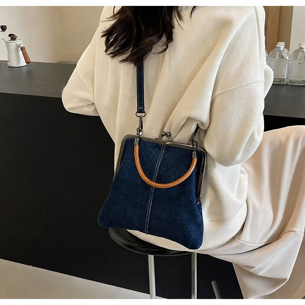 Stitched Denim Mini Crossbody Bag