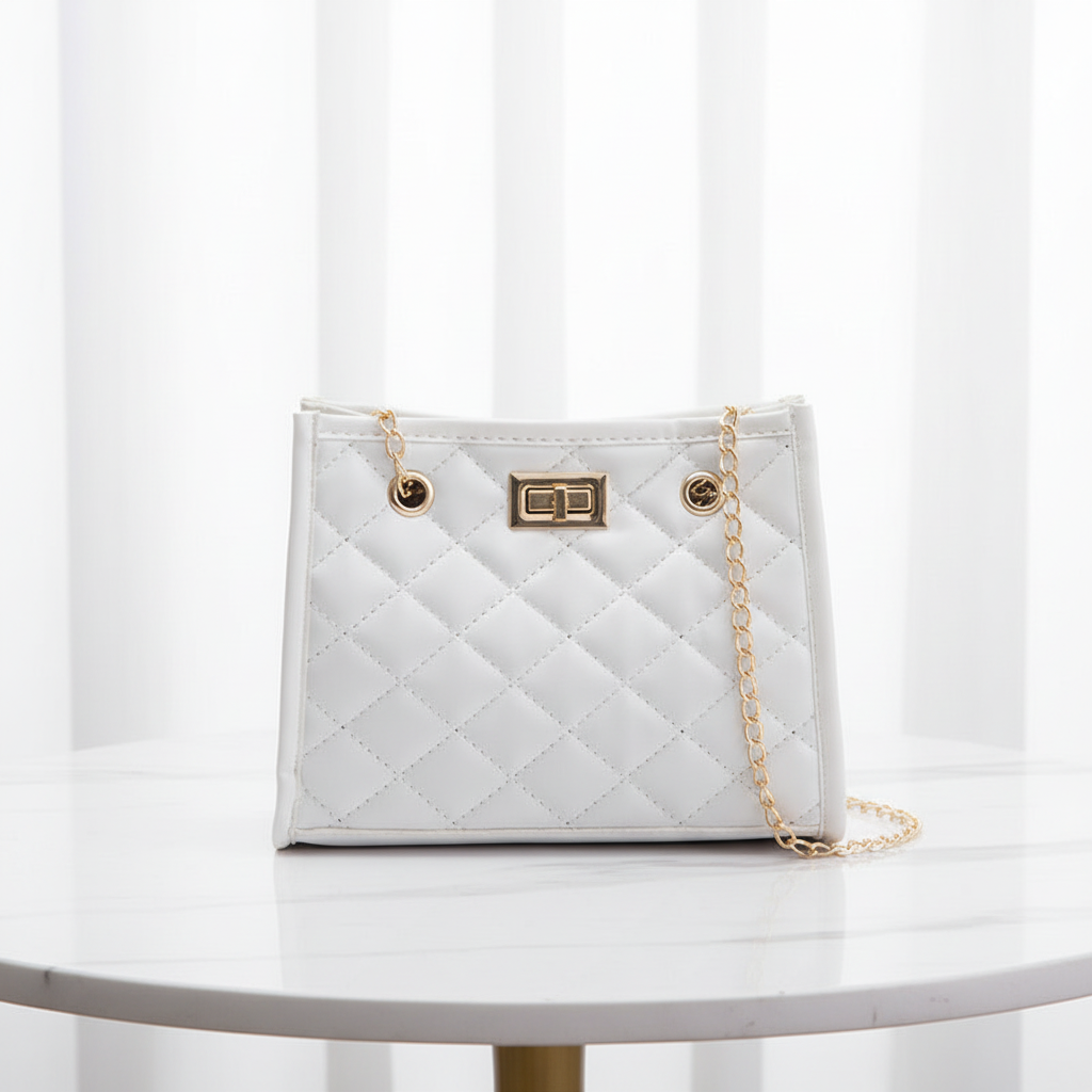 Mini Chain Shoulder Bag — Quilted Square Bag in 5 Colors