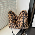 Leopard Print Plush Shoulder Bag