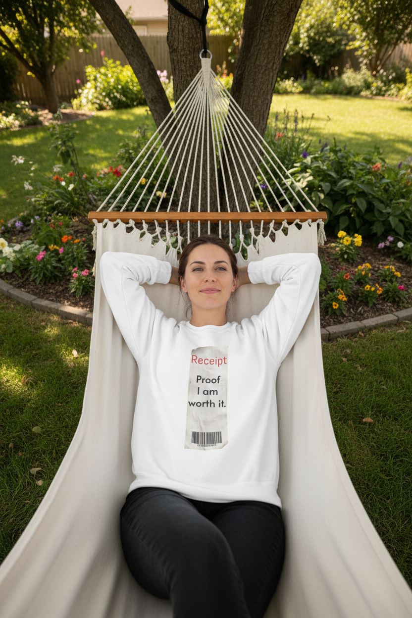 Crewneck Sweatshirt - "Receipt: Proof I Am Worth It" Inspirational Graphic
