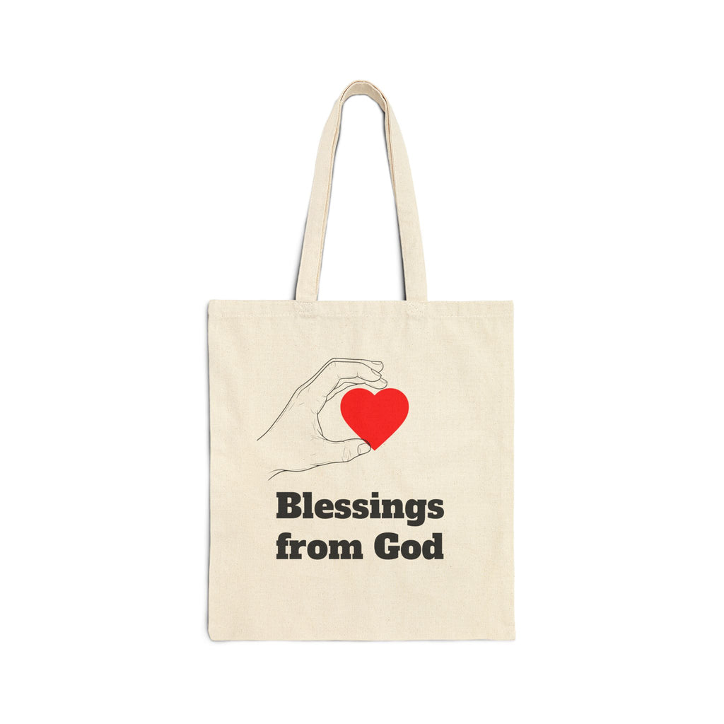 Blessings from God Tote Bag — Religious Canvas Tote with Heart Design