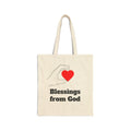 Blessings from God Tote Bag — Religious Canvas Tote with Heart Design