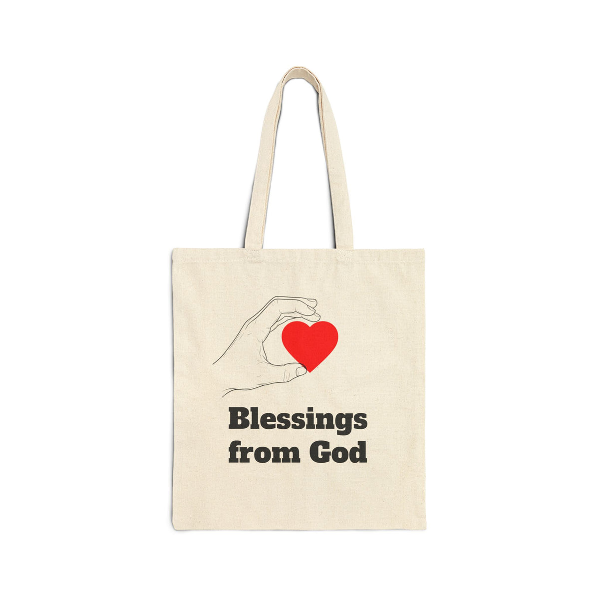 Blessings from God Tote Bag — Religious Canvas Tote with Heart Design