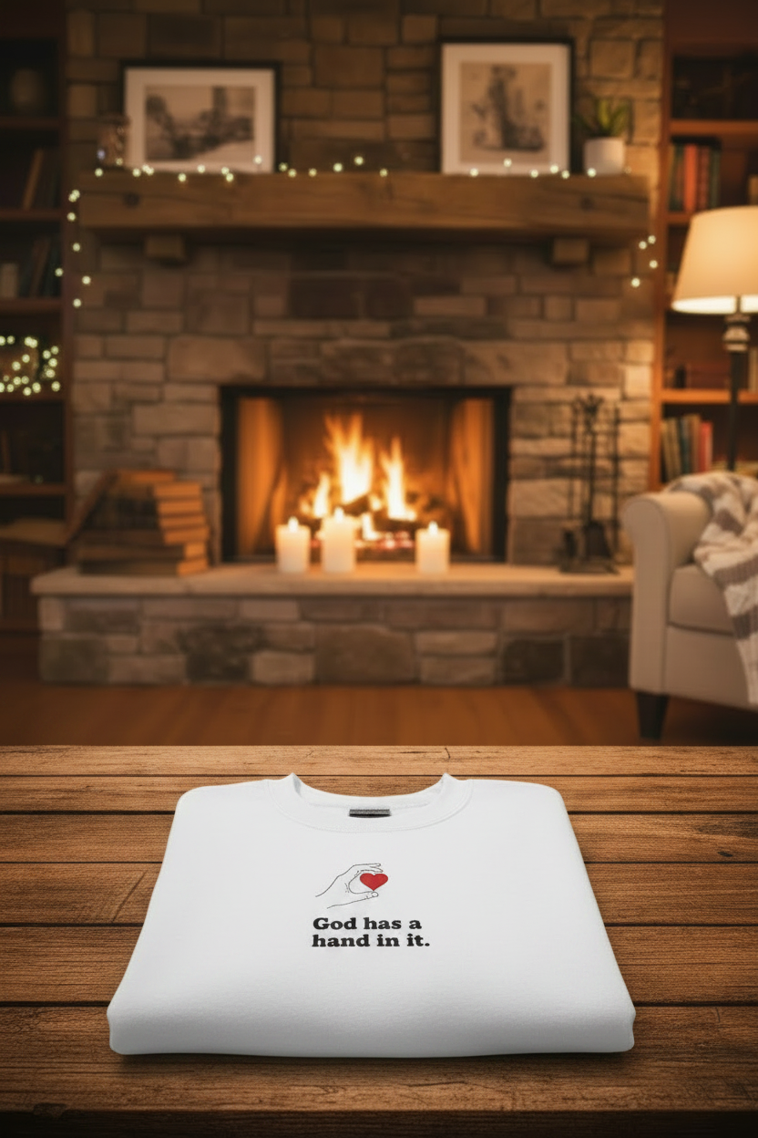Hoodie — "God Has a Hand In It" Heart & Hand Graphic