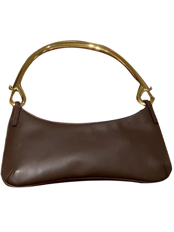 Gold Handle Small Shoulder Handbag