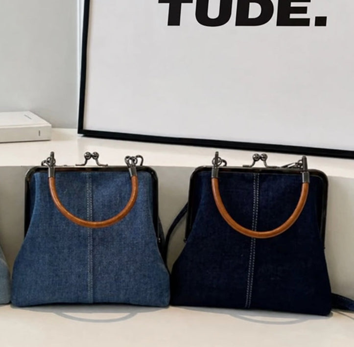 Stitched Denim Mini Crossbody Bag