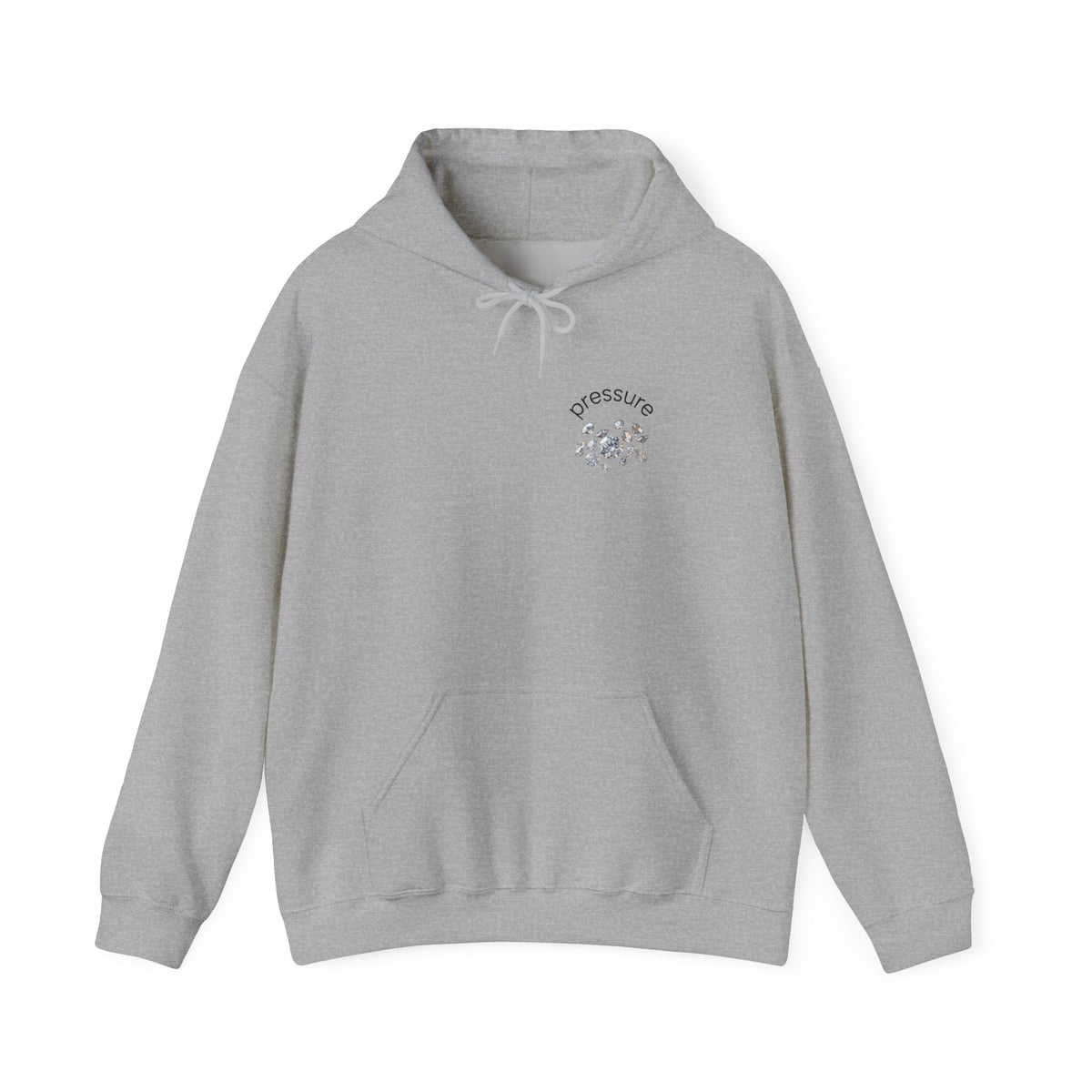 Pressure Diamond Hoodie — Minimal Pink Script Chest Diamond Logo Design