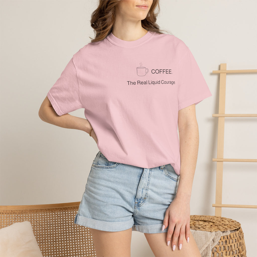 Coffee T-Shirt — “COFFEE: The Real Liquid Courage” Minimalist Tee