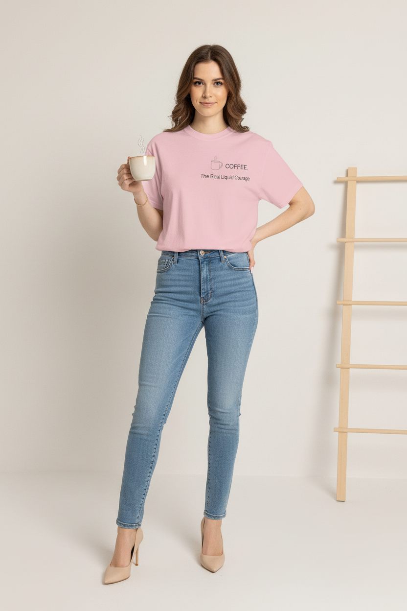 Coffee T-Shirt — “COFFEE: The Real Liquid Courage” Minimalist Tee
