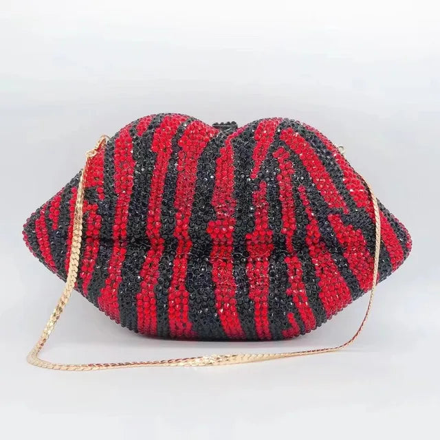 The Kiss - Leopard Print Rhinestone Evening Clutch