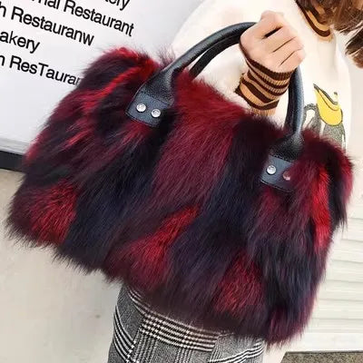 Fur-Textured Statement Shoulder Bag