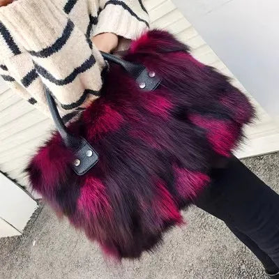Fur-Textured Statement Shoulder Bag