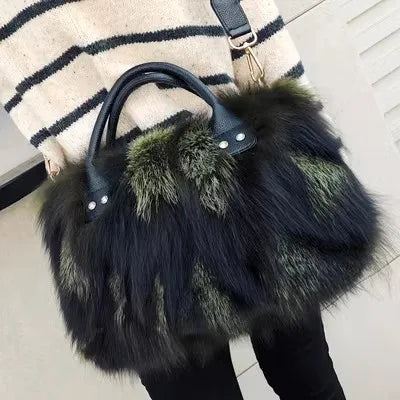 Fur-Textured Statement Shoulder Bag