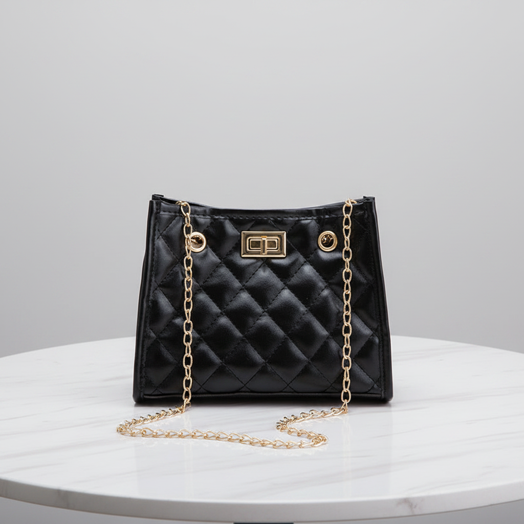 Mini Chain Shoulder Bag — Quilted Square Bag in 5 Colors