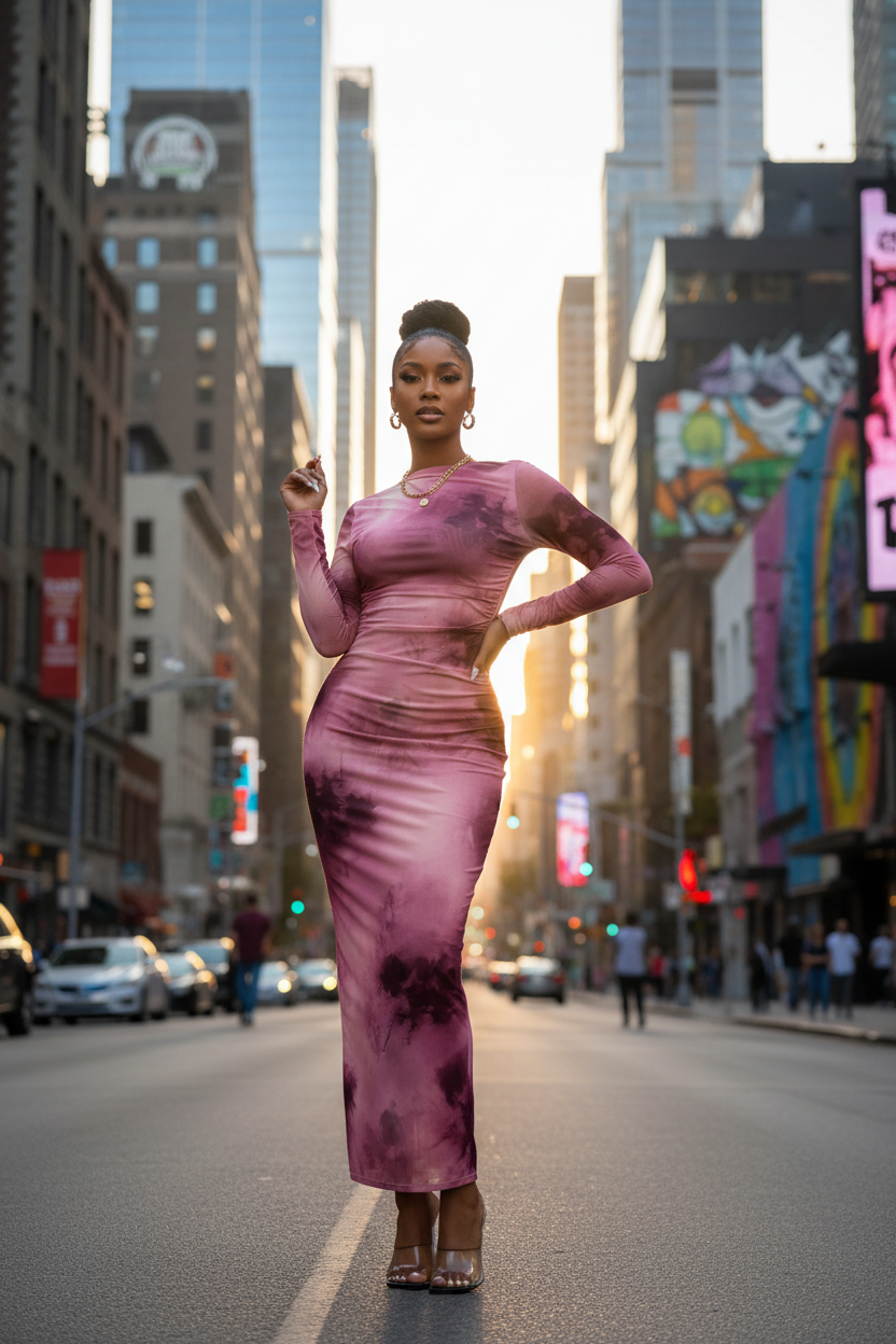 Tie-Dye Bodycon Maxi Dress