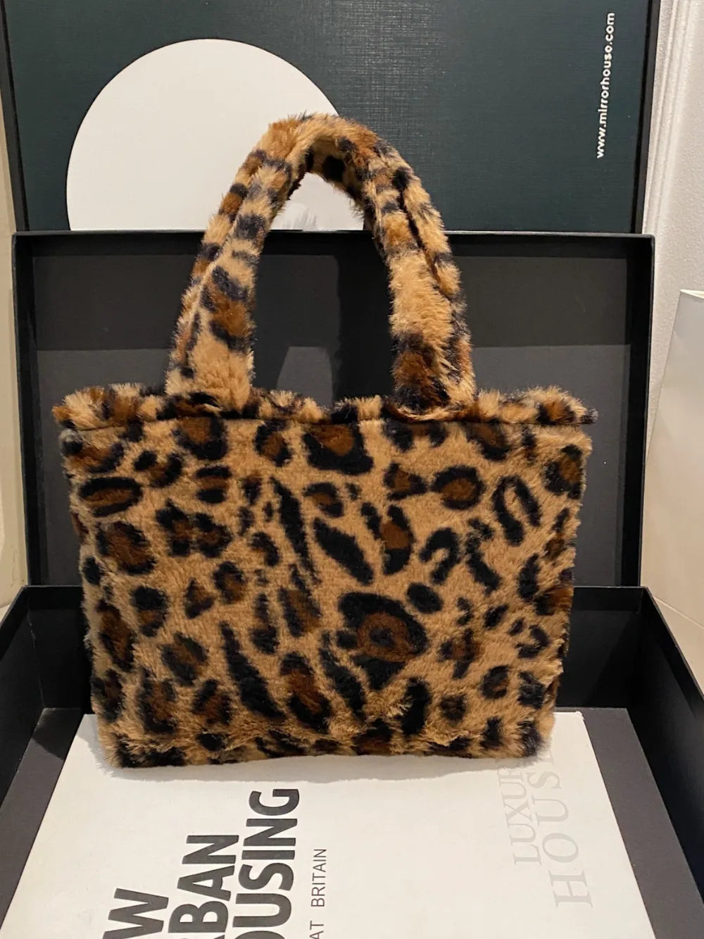 Leopard Print Plush Handbag