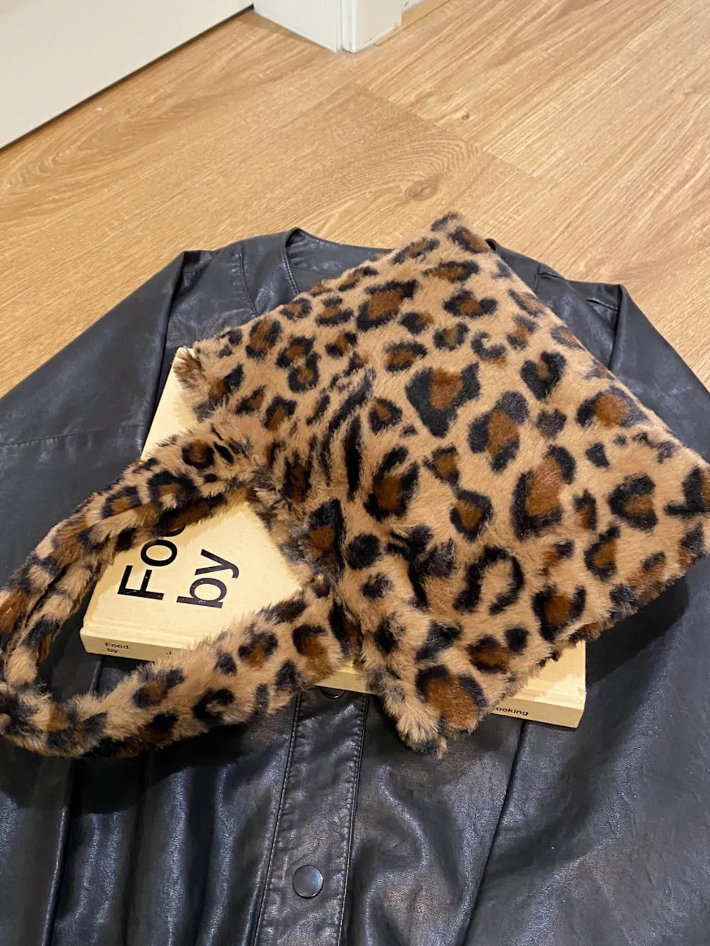 Leopard Print Plush Handbag