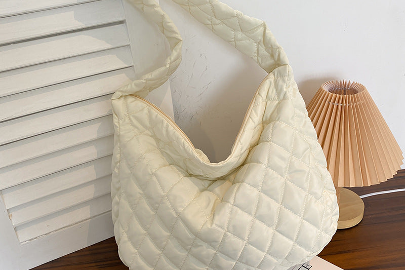 Quilted Structured Nylon Tote Bag