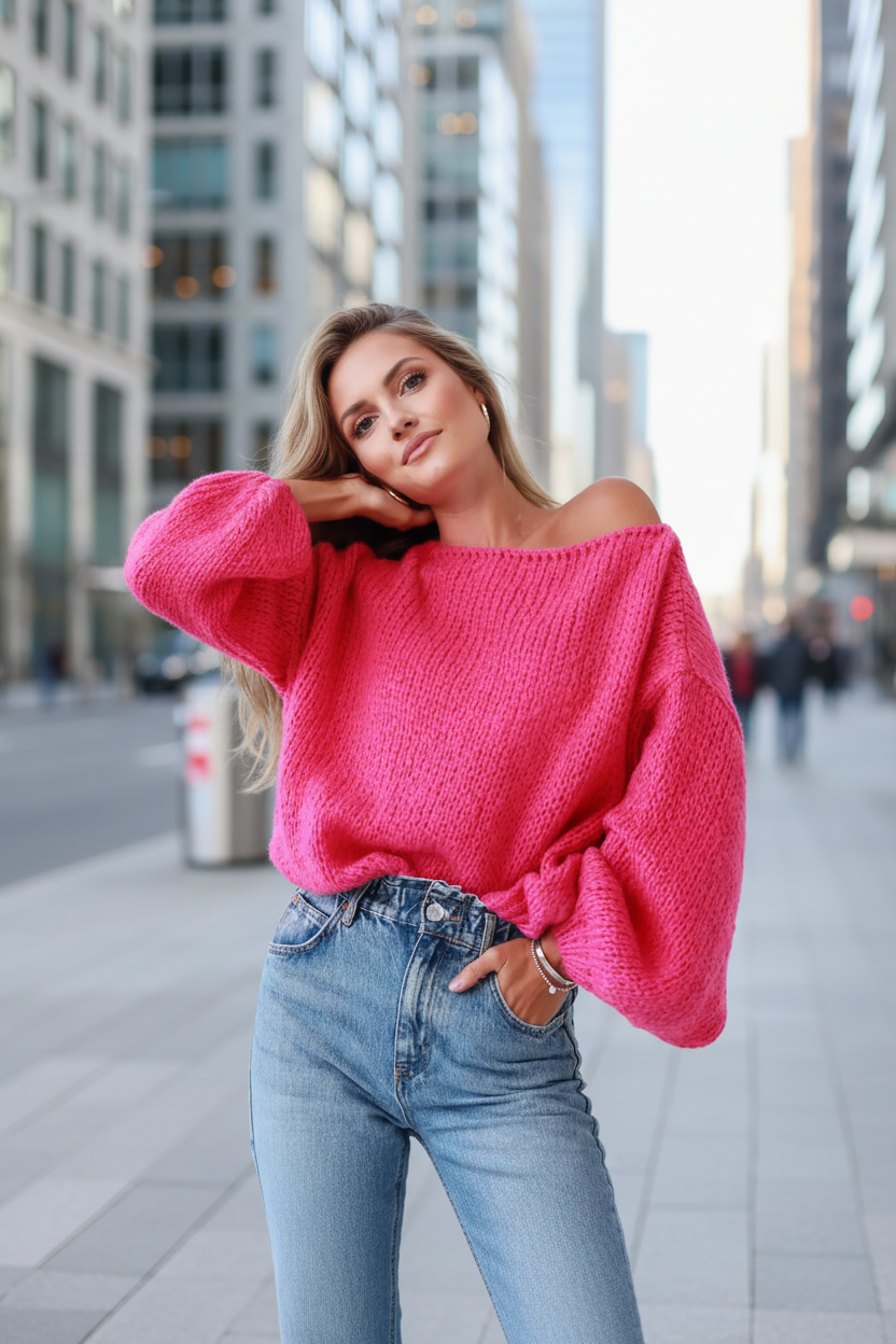 Chunky Knit Boat Neck Sweater
