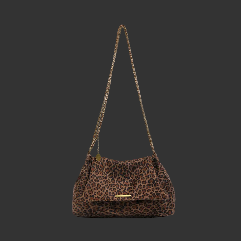 Women's Leopard Print Chain Shoulder Bag — Large, Luxe Detail