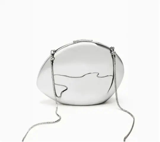 Mirrored Shell Metallic Clutch