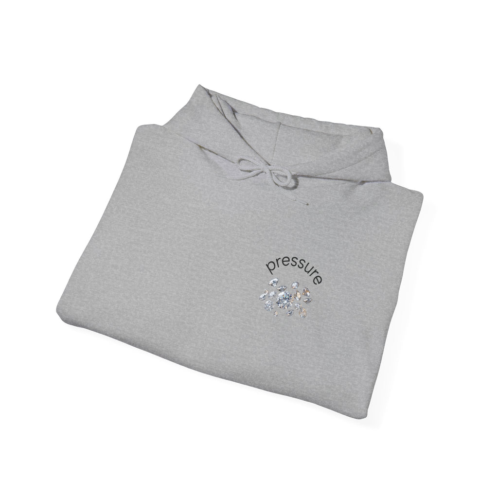 Pressure Diamond Hoodie — Minimal Pink Script Chest Diamond Logo Design