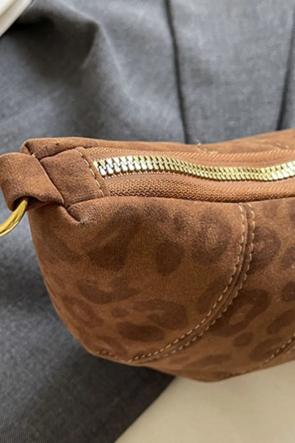 Cheetah-Print Suede Shoulder Bag