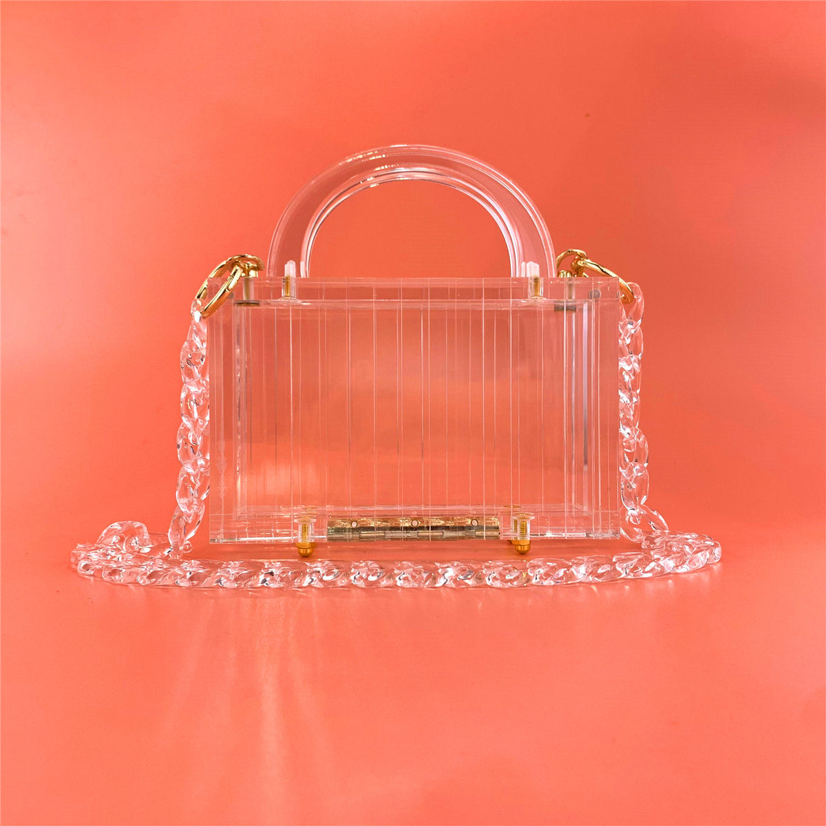Transparent Striped Acrylic Evening Clutch