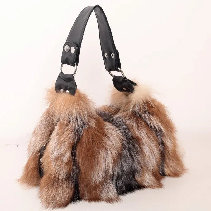Fur-Textured Statement Shoulder Bag