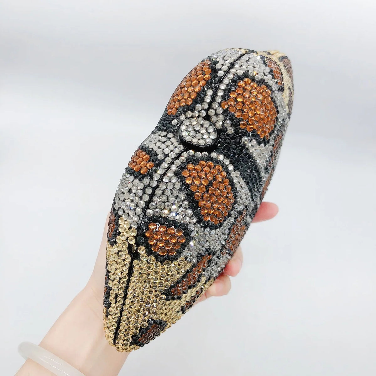The Kiss - Leopard Print Rhinestone Evening Clutch