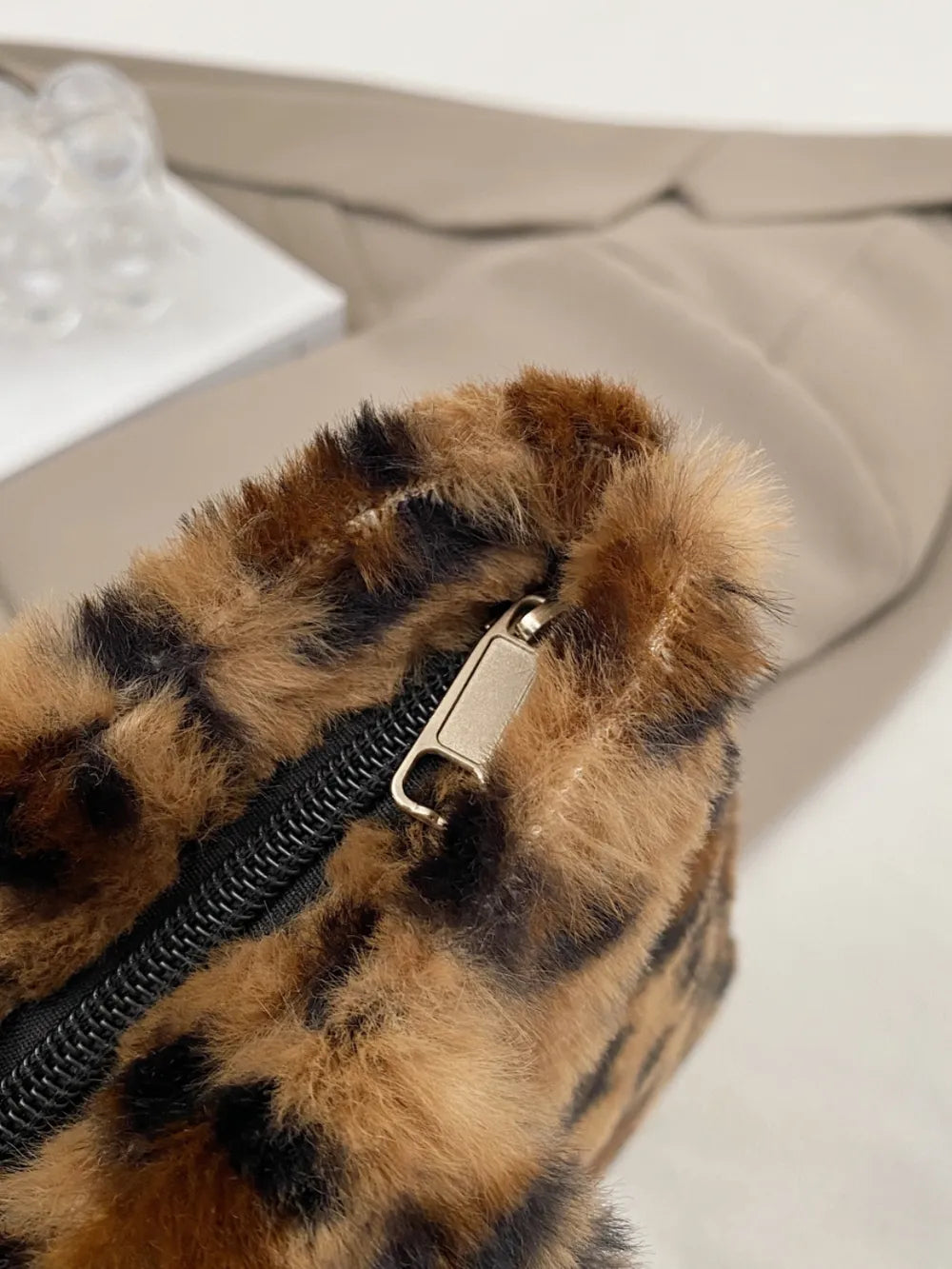 Leopard Print Plush Handbag