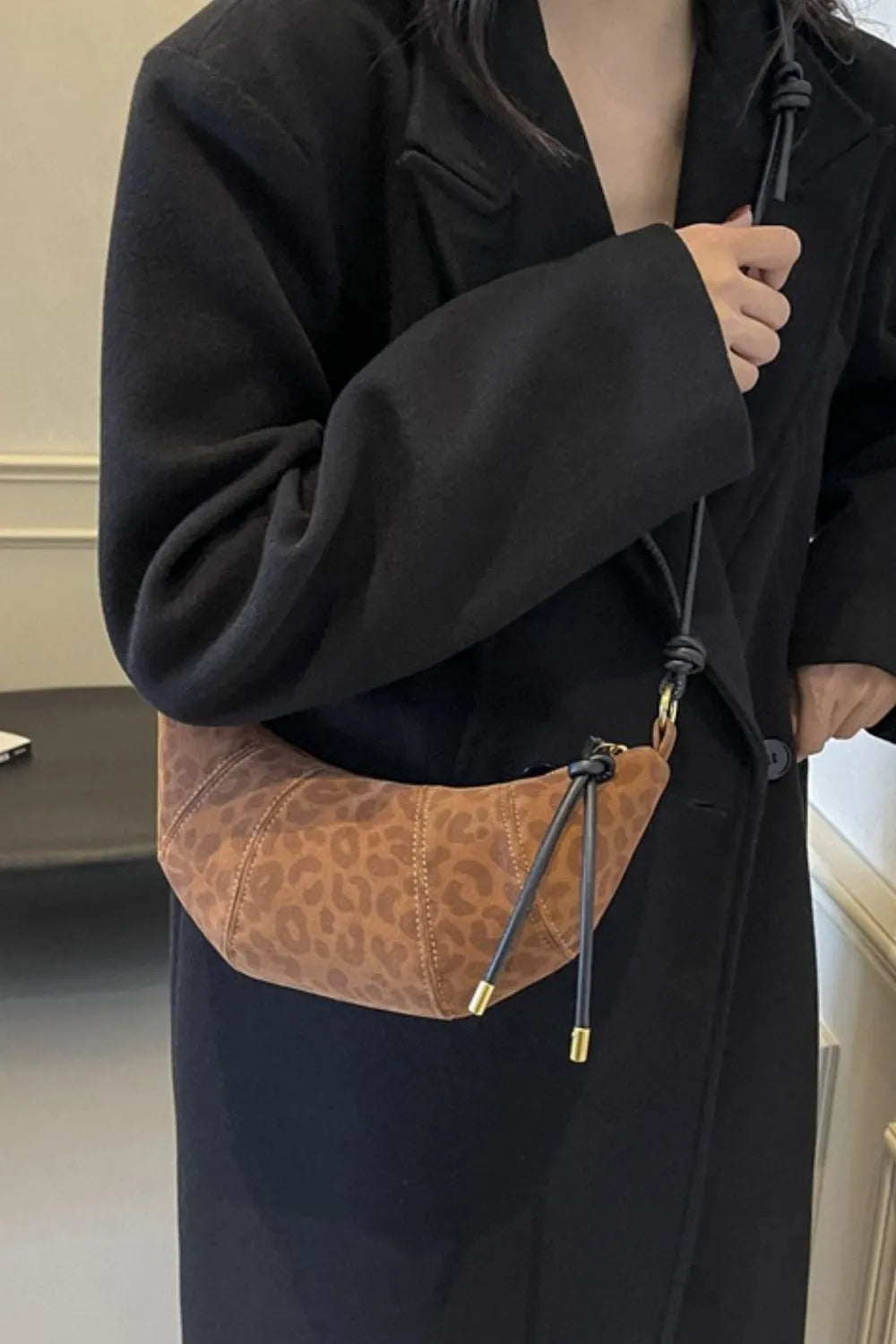 Cheetah-Print Suede Shoulder Bag