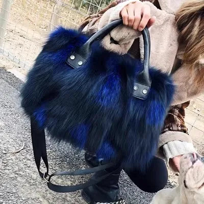Fur-Textured Statement Shoulder Bag