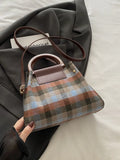 Plaid-Detail Trapeze Crossbody Bag