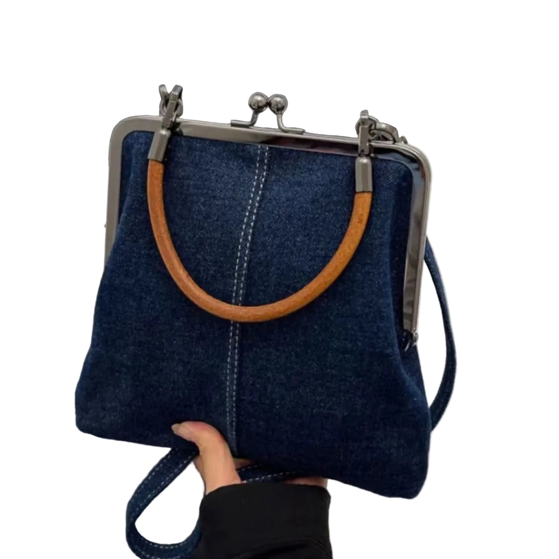 Stitched Denim Mini Crossbody Bag