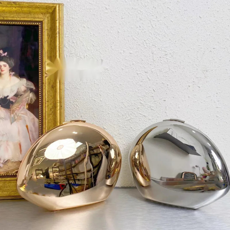 Mirrored Shell Metallic Clutch