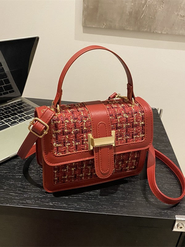 Woven Mini Crossbody Bag with Magnetic Closure