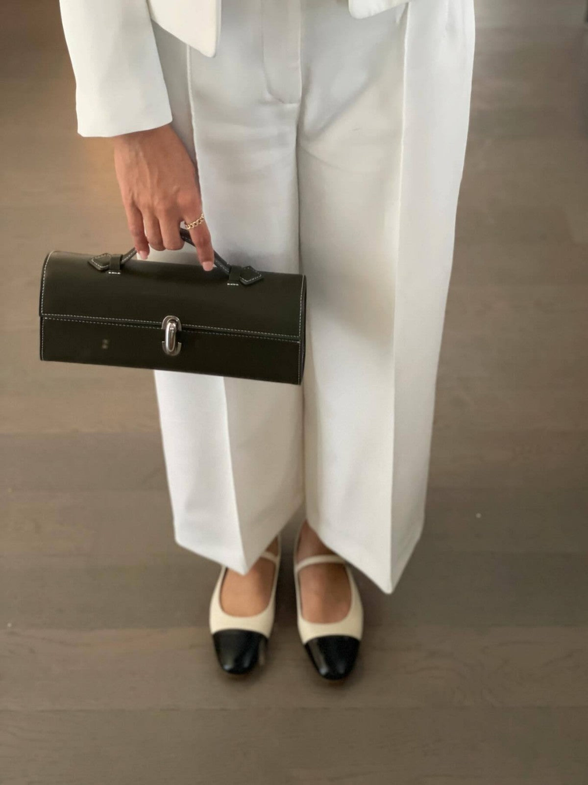 The Flan - Retro Genuine Leather Flap Bag with Lock Detail