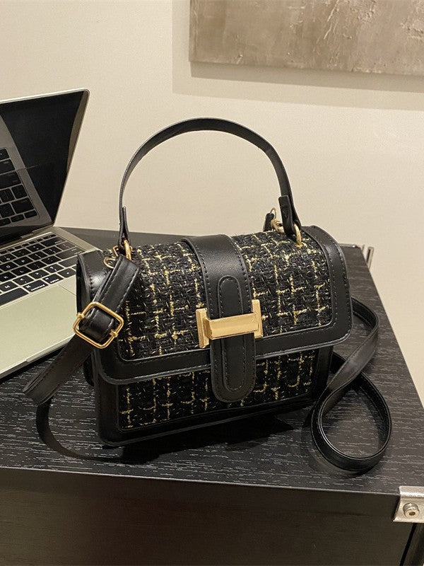 Woven Mini Crossbody Bag with Magnetic Closure