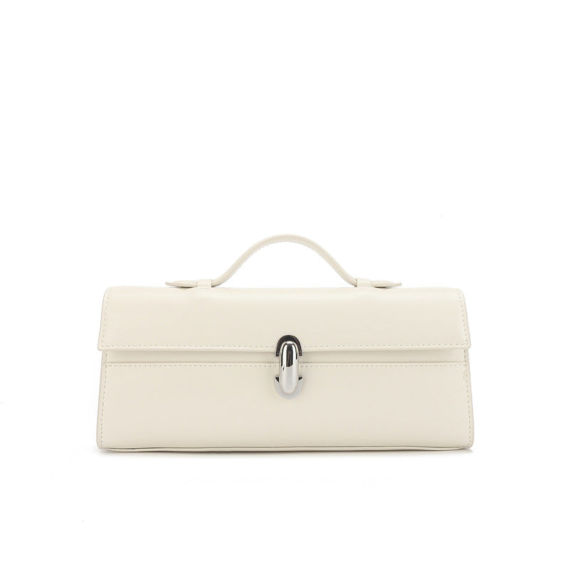 The Flan - Retro Genuine Leather Flap Bag with Lock Detail