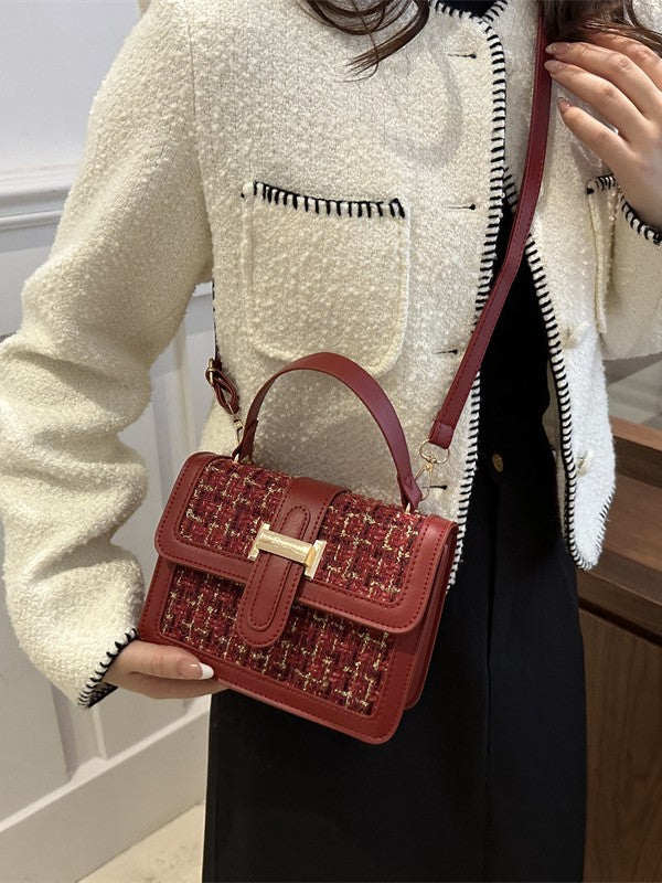Woven Mini Crossbody Bag with Magnetic Closure