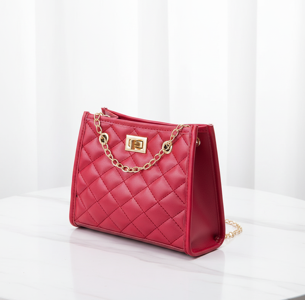 Mini Chain Shoulder Bag — Quilted Square Bag in 5 Colors