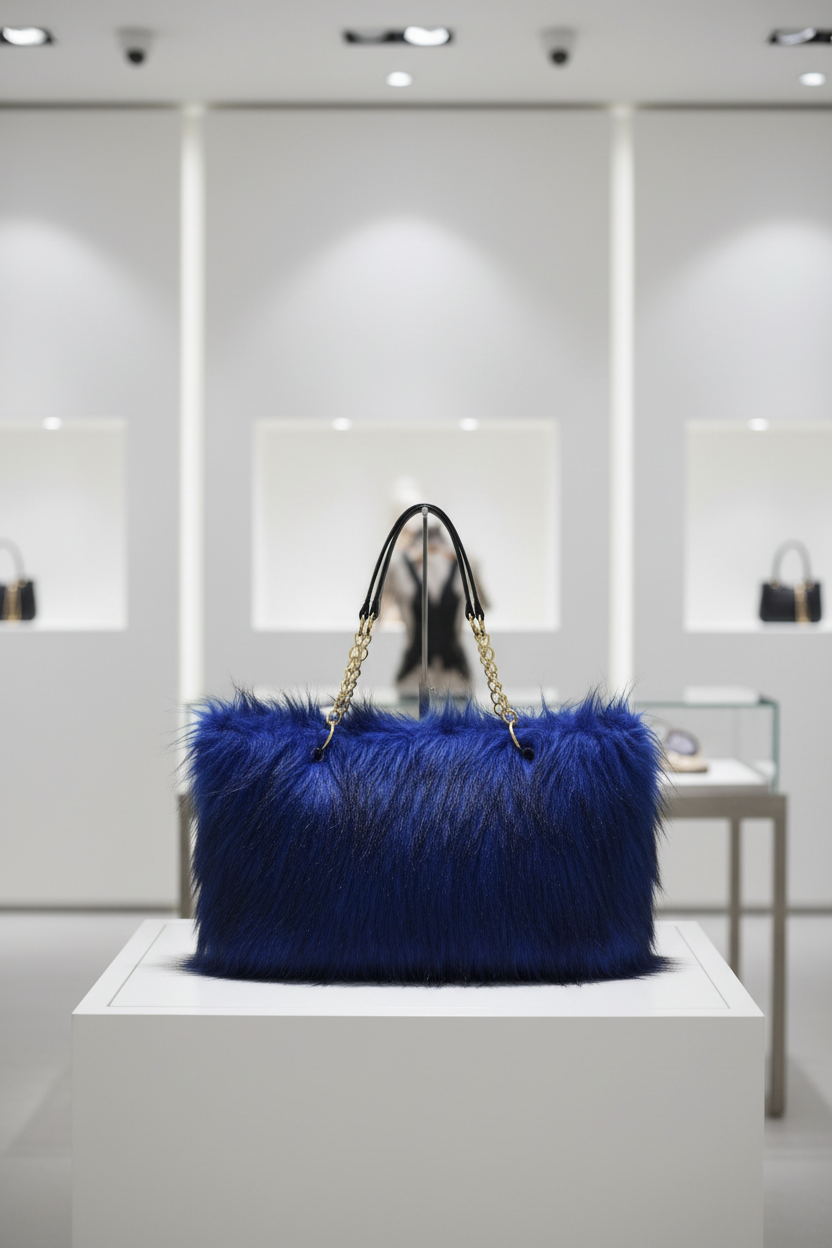 Women's Faux Fur Chain Shoulder Bag — Fluffy, Large Capacity