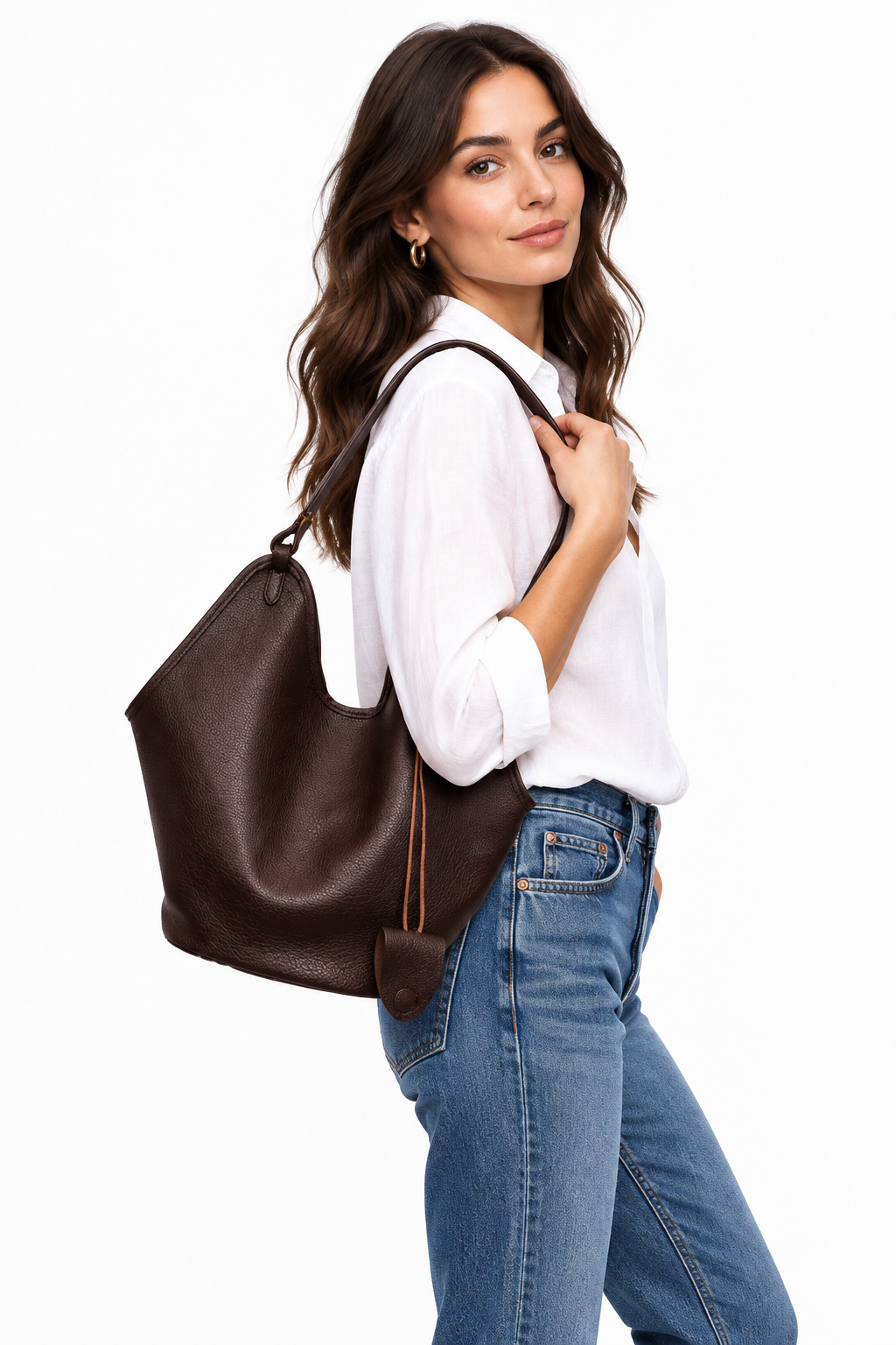 Vintage Pebbled Bucket Tote