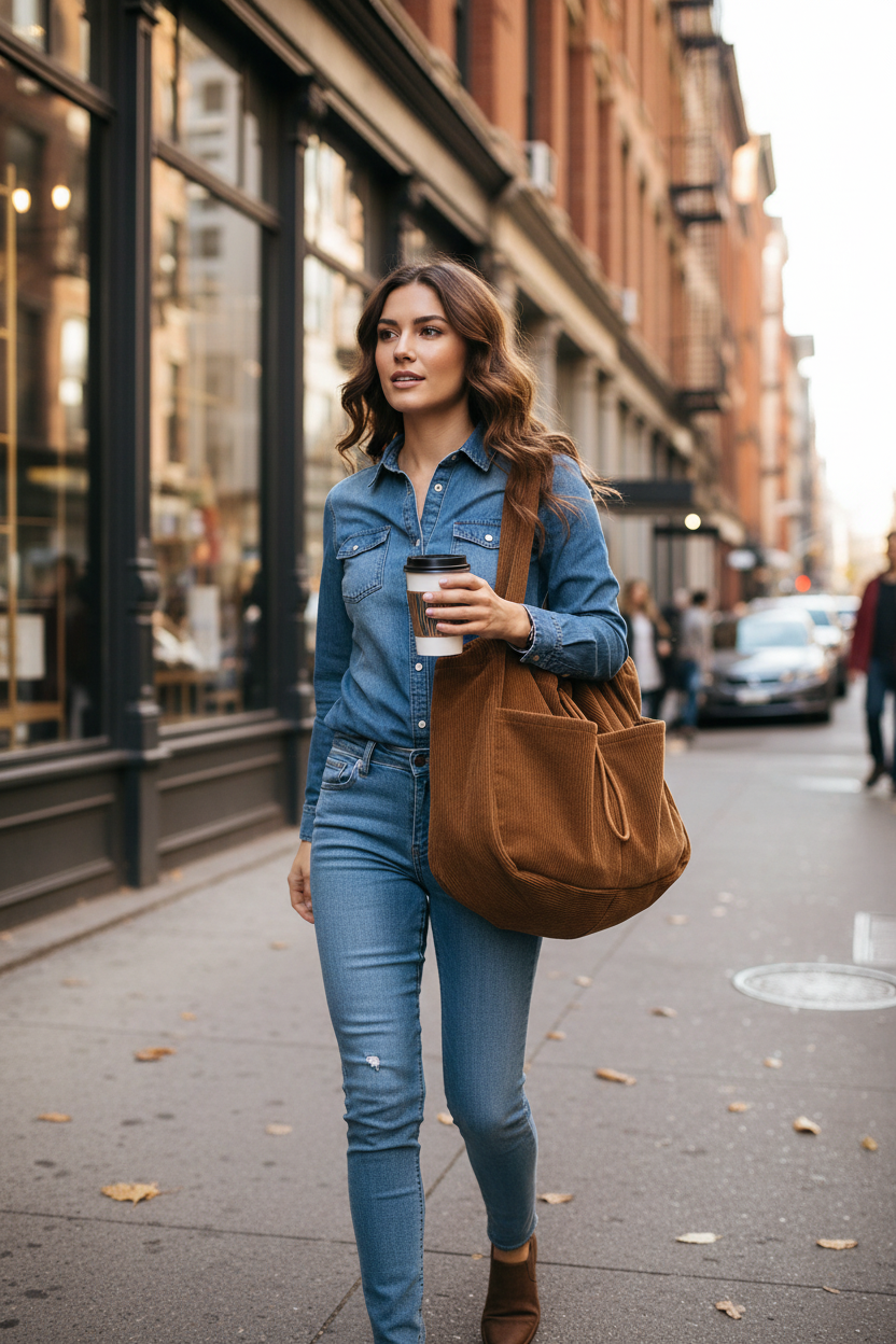 Corduroy Drawstring Shoulder Bag — Multi-Pocket Hobo in 6 Colors