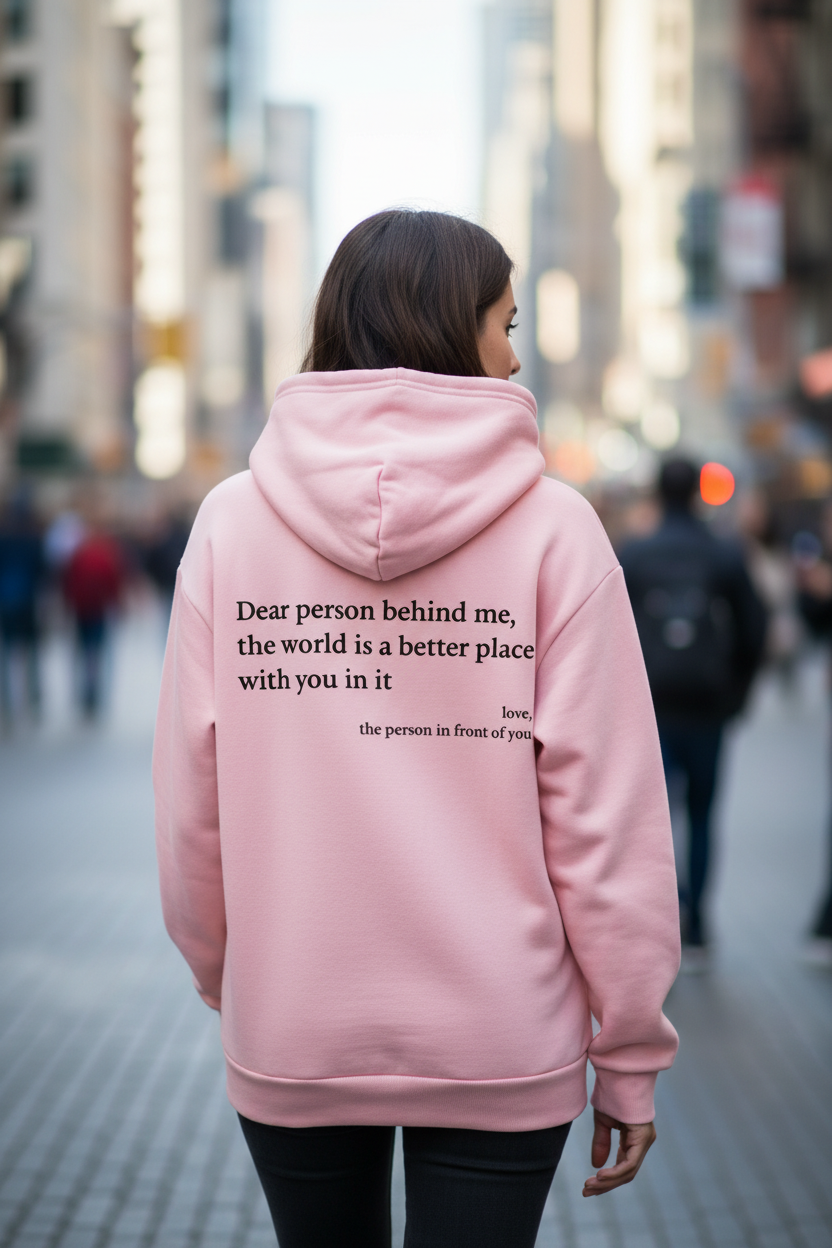 "Dear Person Behind Me" Inspirational Message Hoodie — Unisex Pullover