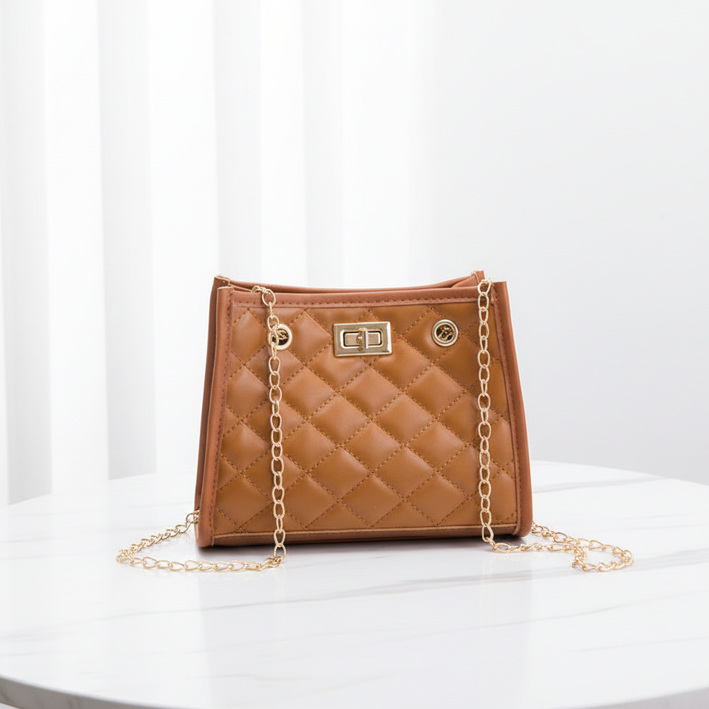 Mini Chain Shoulder Bag — Quilted Square Bag in 5 Colors